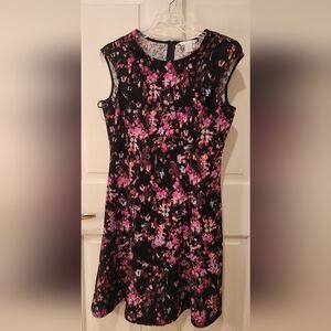 London Times Floral Black and Pink Women's Dress
